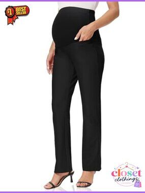 Foucome Maternity Over Belly Dress Work Pants Stretch Straight
